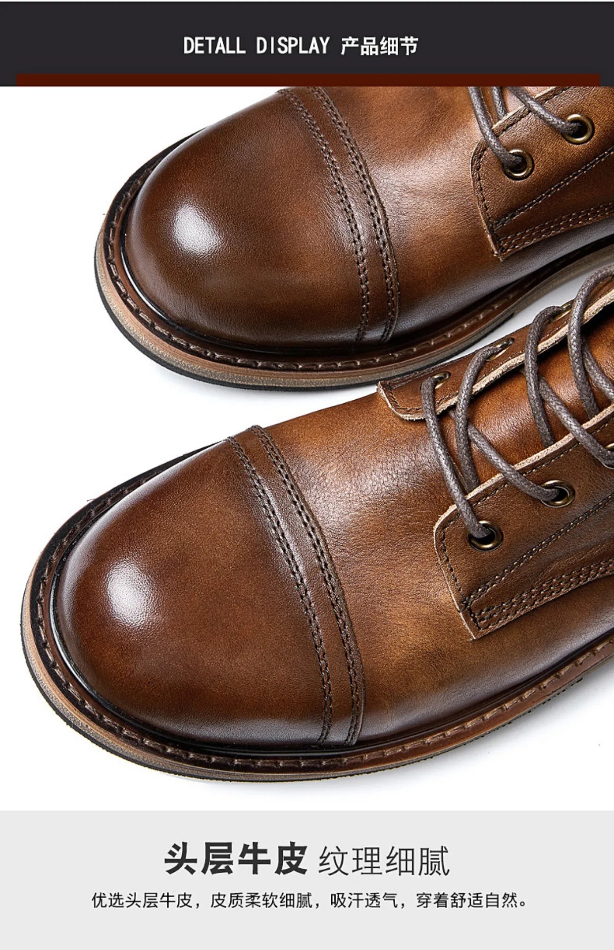 EU Size 38-44 Motorcycle Boots Men Cowhide Motorbike Ankle Boots Thick Soled High Top Western Work Boots Fashion Leather Shoes