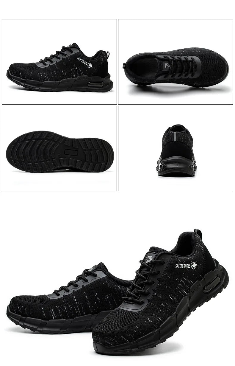 Security Anti-static Men Work Shoes Anti Puncture Anti Smashing Safety Shoes Air Cushion Indestructible Sneakers Breathable Mesh