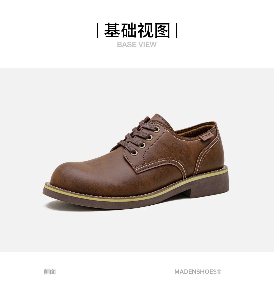 New Maden Men's Low-top Work Boots Round-toed Crazy Horse Leather Craft Shoes Casual Leather Shoes Vintage Streetwear Boots