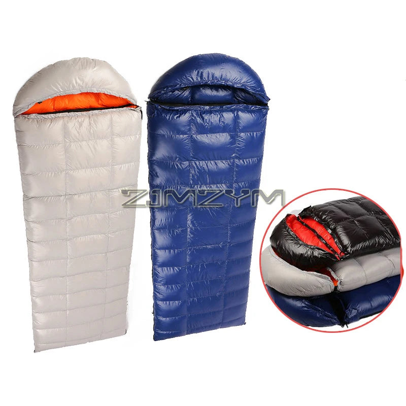 Down Mummy Sleeping Bag for Backpacking, Camping, Waterproof Portable Sleeping Bag, Zip Together for 2 Person Sleeping Bag