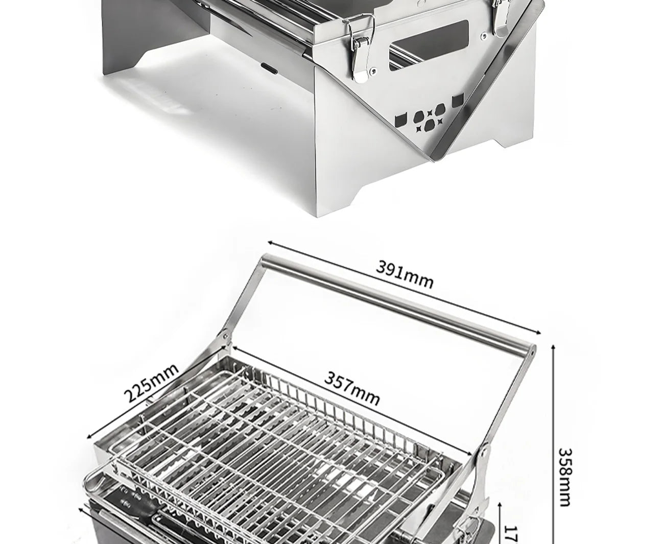 360° Rotating BBQ Grill – Stainless Steel, 5.7kg Lightweight for Camping & Parties – Feeds 1-6, Hands-Free Grilling for Family &
