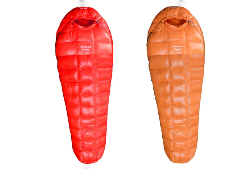 Mummy Checkered Sleeping Bag Very Warm White Goose Down Filling Suitable for Adults Winter Warm Camping Travel Hiking