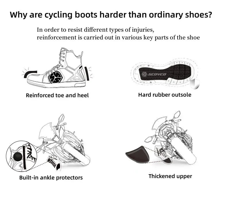 Scoyco Enduro Motorcycle Boots Waterproof Motorcyclist Botas Brown Leather Motocross Boots Off Road Racing Black For Men Knight