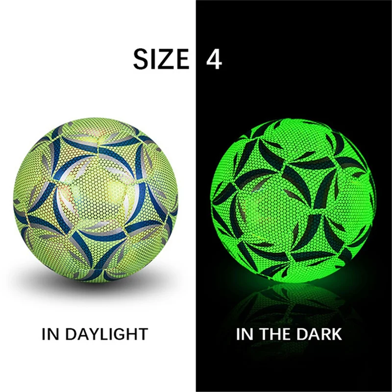 A18E-Luminous Size 4 Soccer Ball, Dazzling Glow In The Dark Training And Game Ball, Long-Lasting Brightness