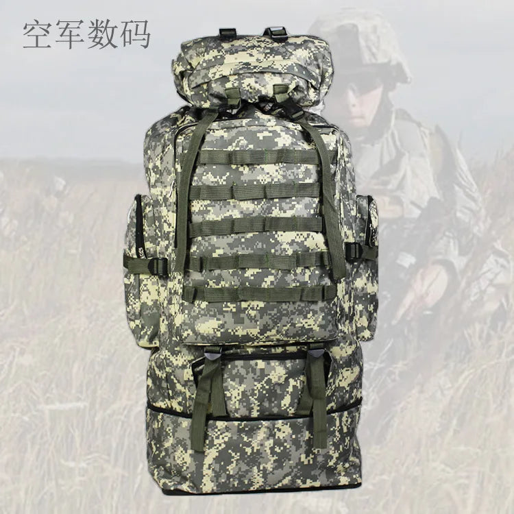 70-100L Outdoor Camping Travel Sports Backpack Military Camo Tactical Bag Large Capacity Waterproof Hiking Mountain Climbing Bag