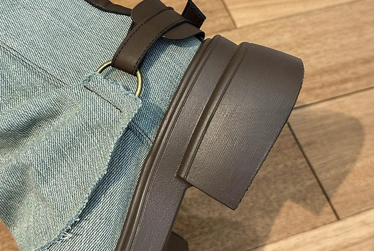 Fall Student Fashion Ankle Boots New Canvas Cowboy Shoes Women's Outdoor Platform Boots Luxury Designer Brand Motorcycle Boots