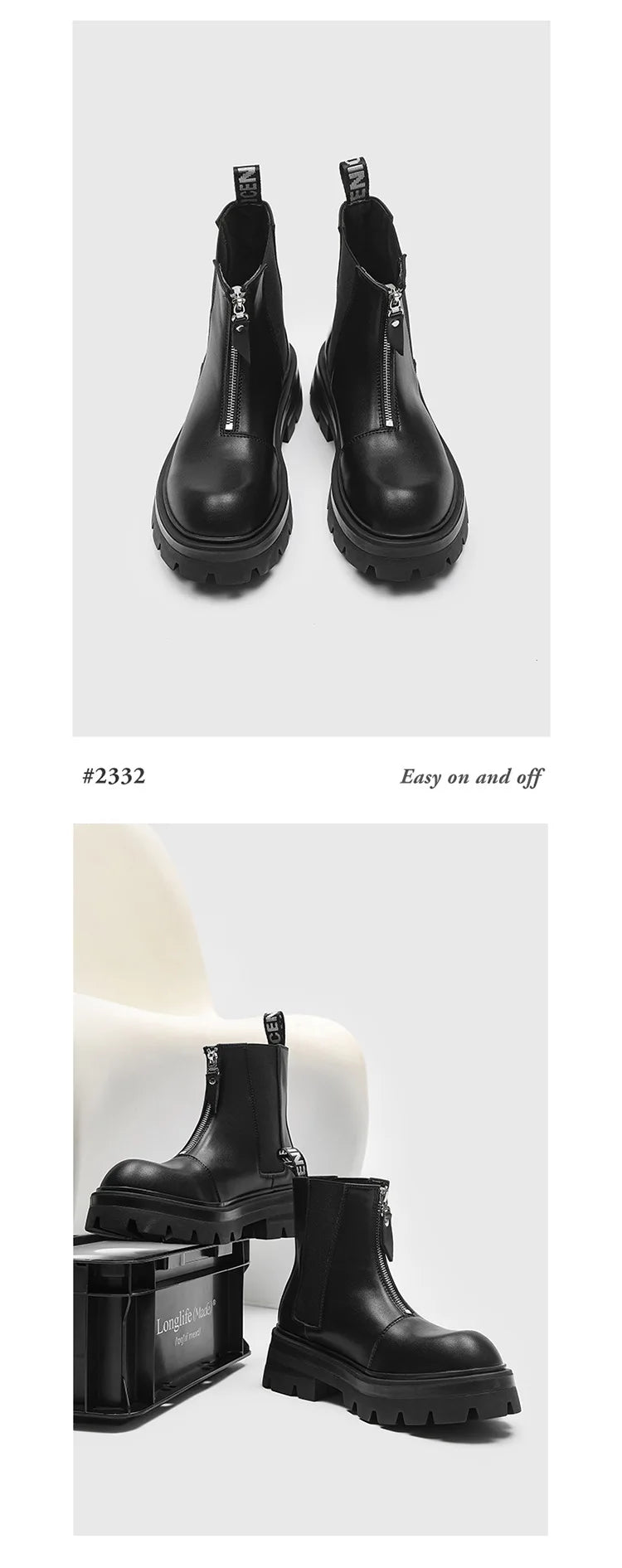 Autumn Winter Chelsea Platform Increase boots Men's Japan Korean Fashion Boots British High Top Black Motorcycle Men's Shoes