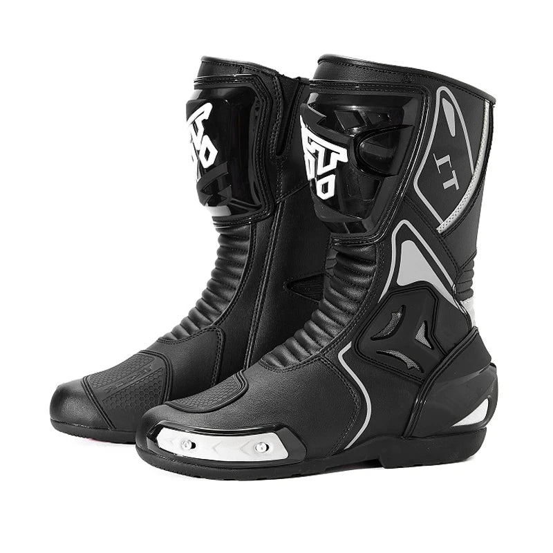Motorcycle Road Racing Boots Professional Biker Shoes Motorbike Long Riding Protective Gear Shift Microfibe Leather boot