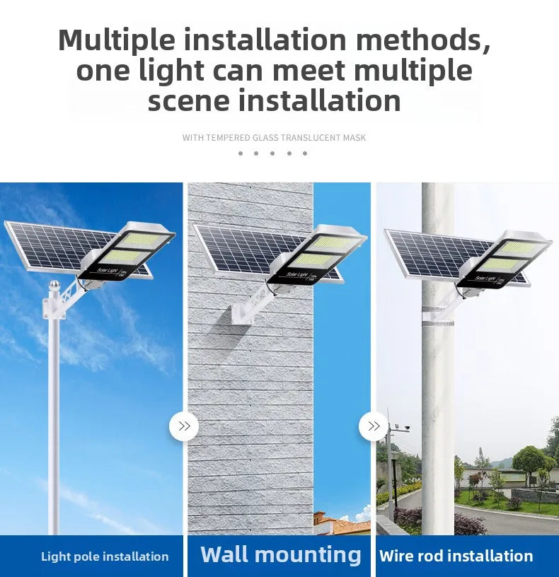 150W Powerful Solar Street Light Remote Control LED Metal Shell Radar Induction Wall Light Outdoor Lighting Split Garden Light
