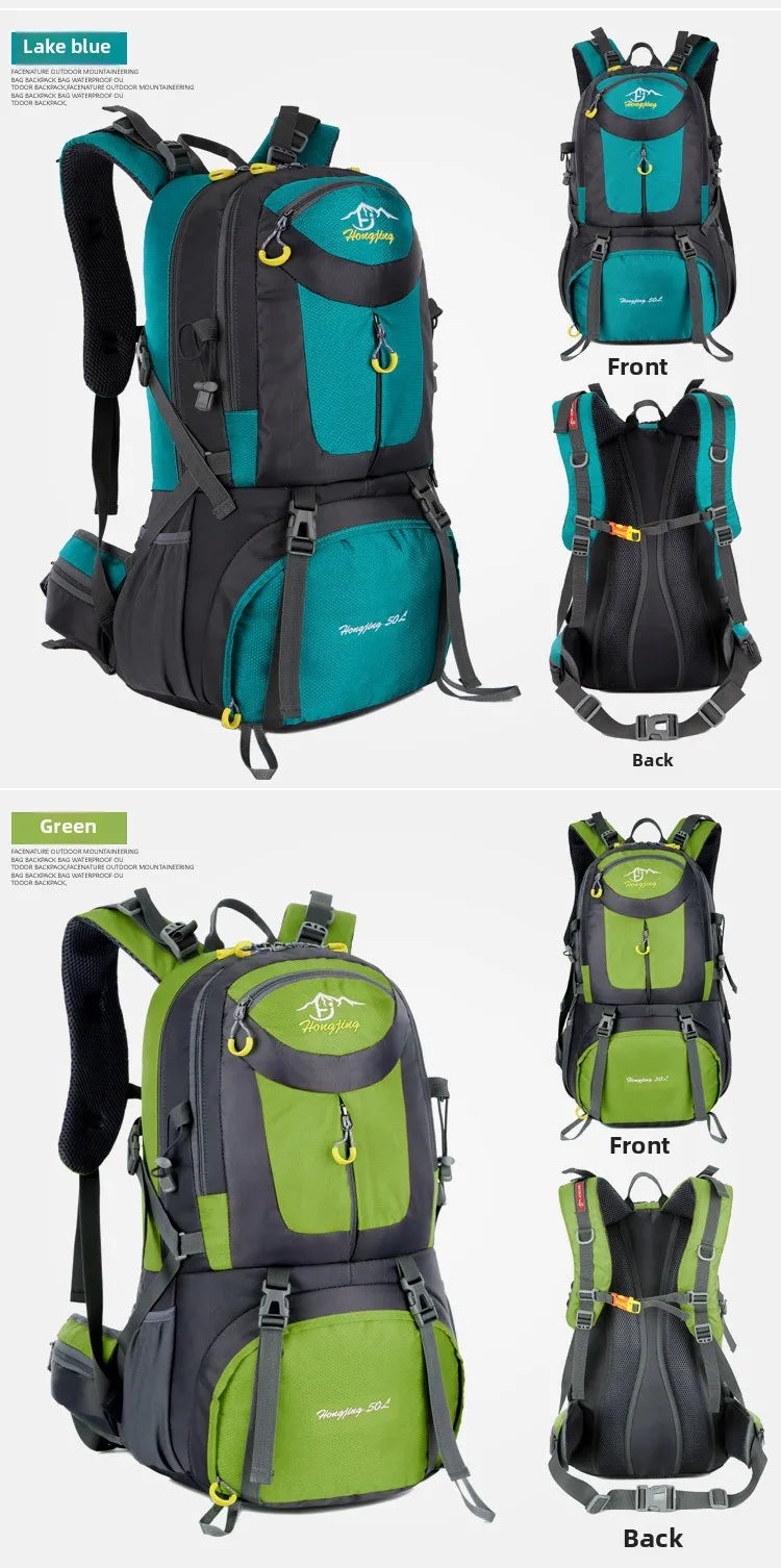 60L Large Capacity Hiking Backpack Men Outdoor Mountain Backbag Male Sport Back Pack Leisure Teens Travel Package Black