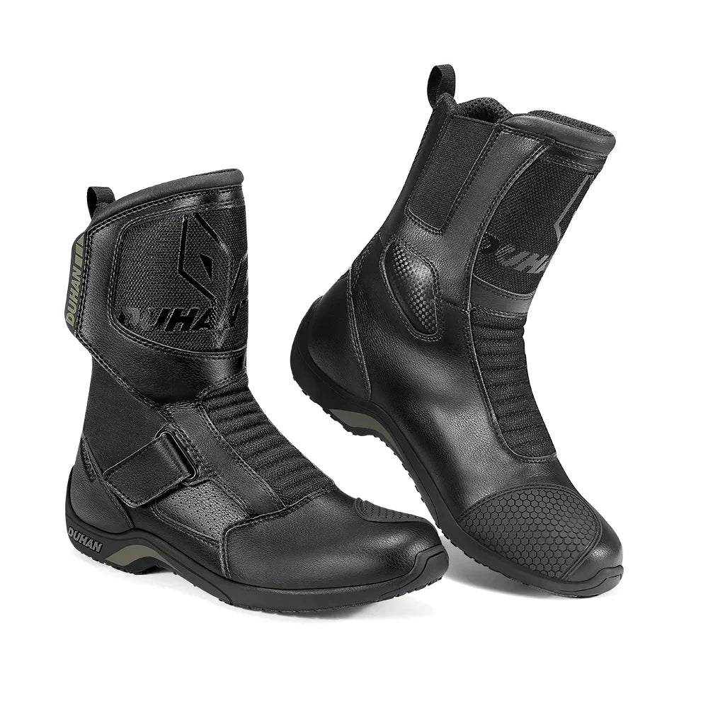 Motorcycle Short Boots Couple Shoes Leather Men Women Riding Racing Protective Breathable Anti-slip Soft Sole Motocross Off-road