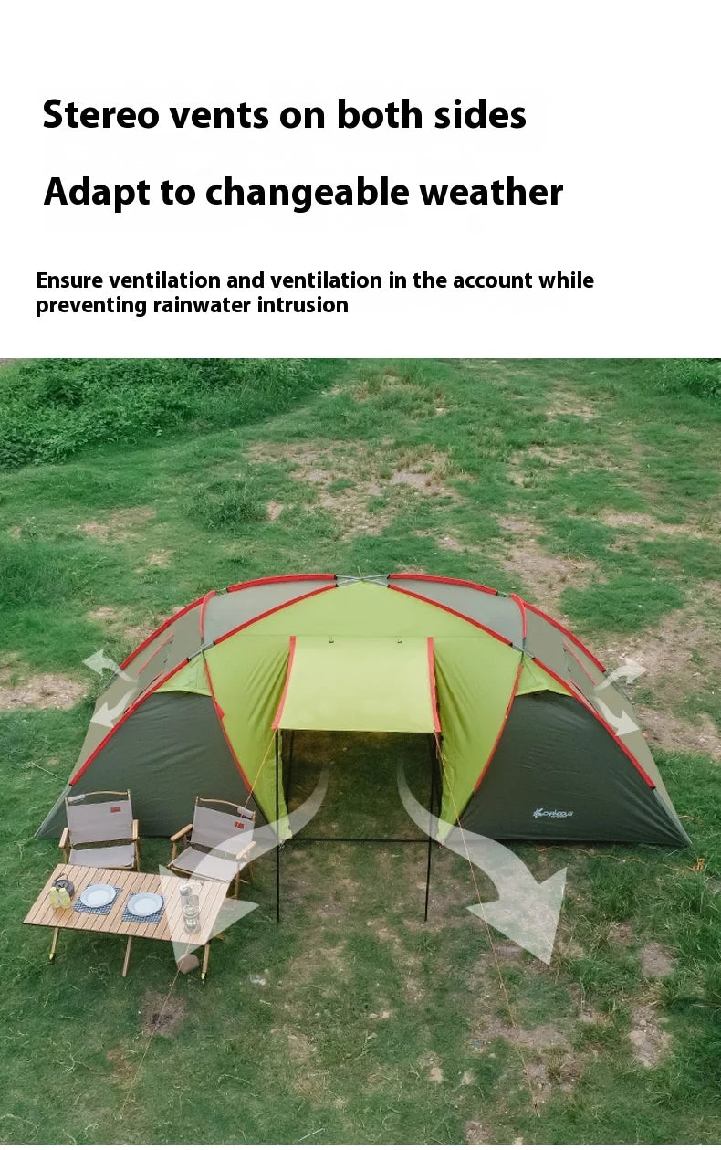 Tunnel Tent Outdoor Two Rooms and One Hall Thickened Windproof and Rainproof Tent Camping Sun Screen Tent душевая палатка
