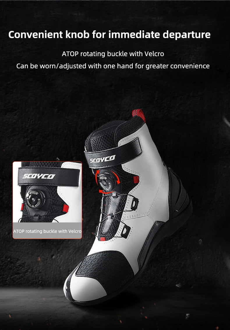 SCOYCO Motocross Boots Men Anti-fall Non-slip Motorcycle Protective Boots Breathable Wear-resistant Motorcyclist Shoes Equipment