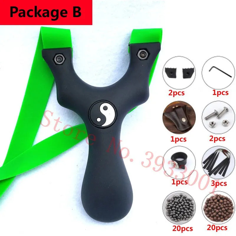 Professional Super Hard Resin Outdoor Slingshot Catapult, Hunting with Flat Rubber Band, Strong Powerful Aiming Point