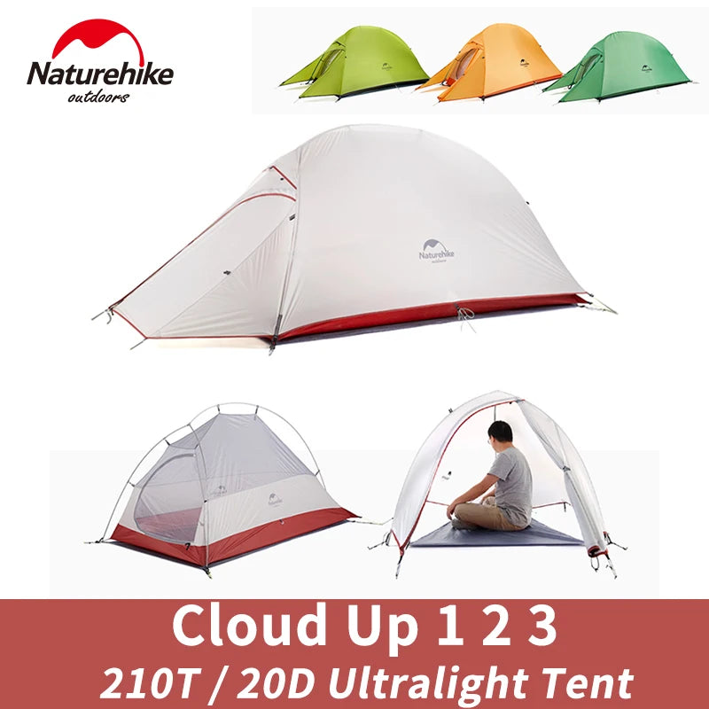 Naturehike Cloud Up 1 2 3 Tent Outdoor Camping Waterproof Tent ProfssIonal Glamping Hiking Backpacking Shelter Tent Portable