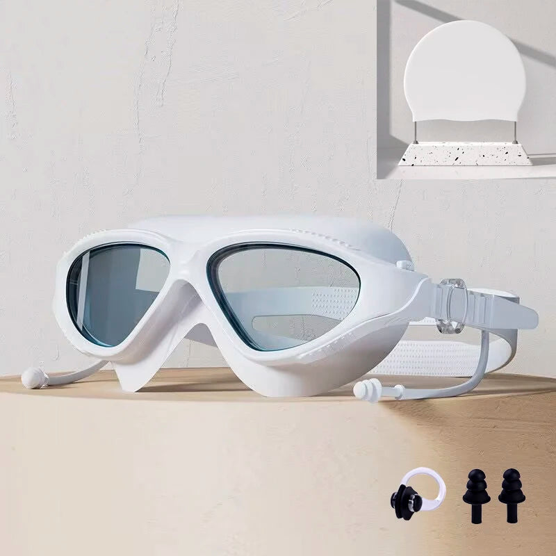 Large frame swimming goggles anti-fog professional high-definition swimming goggles adjustable wide field of vision for men and