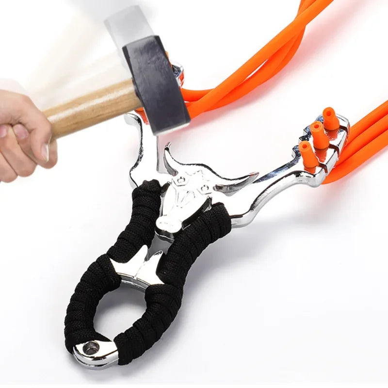 Powerful Alloy Slingshot Set Steel Balls Catapult Slingshot Bow Bag with 2 Rubber Bands Outdoor Hunting