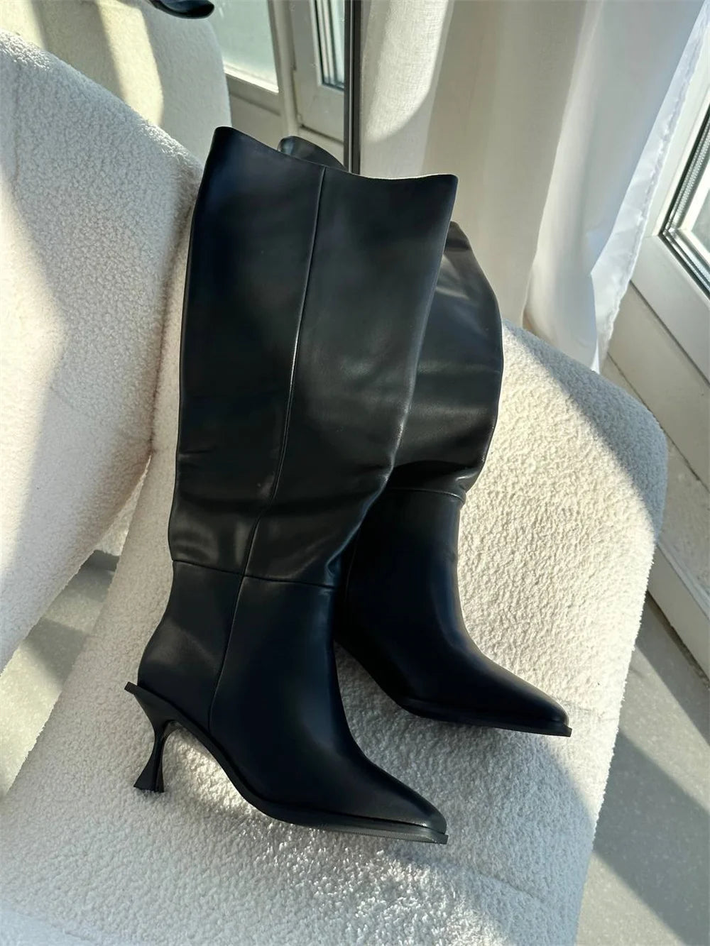 FEDONAS Fashion Women High Heels Genuine Leather Boots Autumn Winter Long Warm Knight Boots Female Shoes Woman