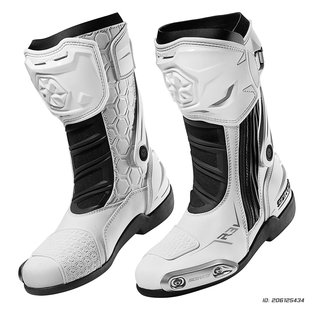 Women's Motorcycle Boots Riding Durable Anti-Slip Professional Motocross Protective Shoes Motorbike Boots Windproof Waterproof