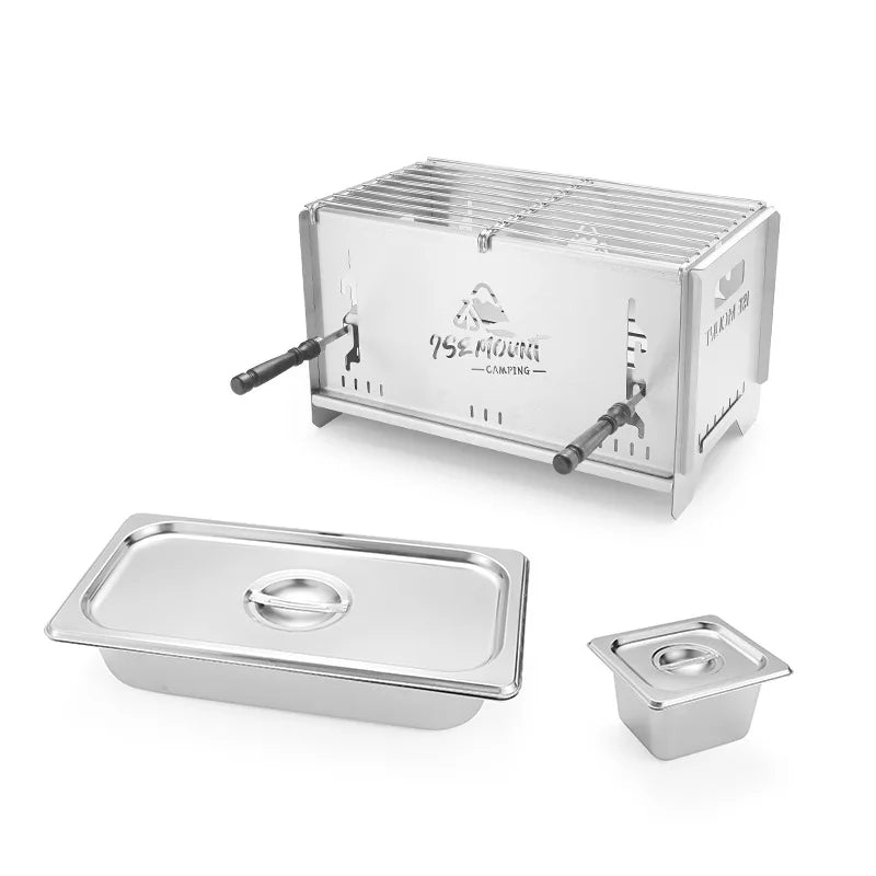 Camping Windproof Firewood Stove Stainless Steel Barbecue Grill Wood Burner Protable Outdoor Picnic Oden Cooking Furnace