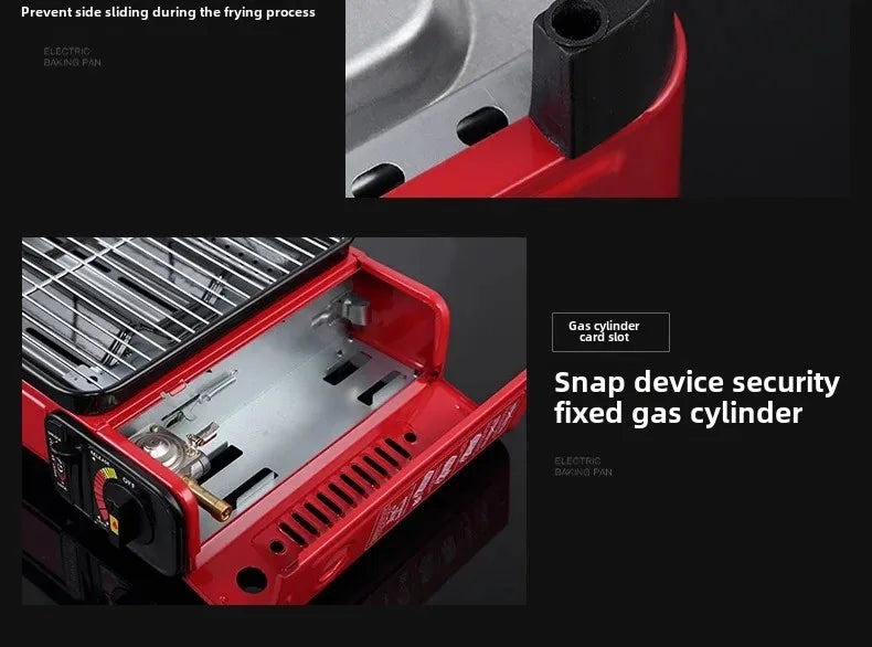 Portable Barbecue Stove, Smokeless Grill, Dual-Purpose Gas Oven for Outdoor Use, Compact Cooking Unit, Korean Style