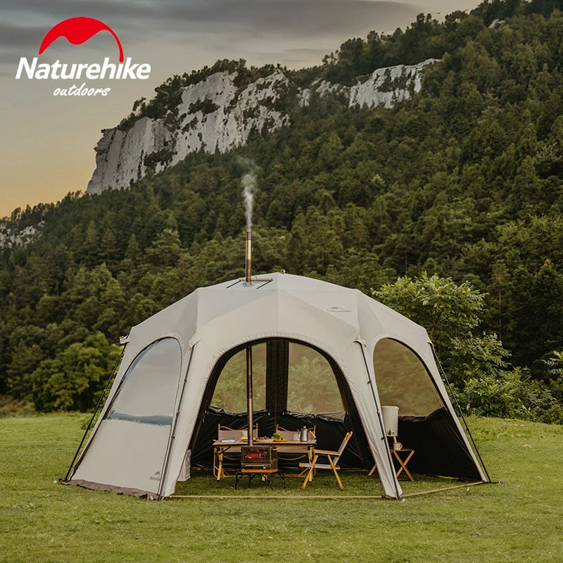 Naturehike Hexagonal Awning Tent Quick Opening Canopy Sunscreen Canopy PU5000 Sunshade Tent Outdoor Camping Travel Tarp Chimney