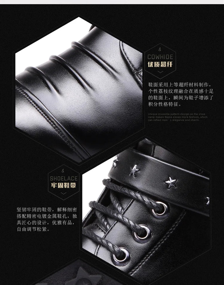 Men's boots winter warmth velvet function metal high-tube cycling boots height-increasing shoes motorcycle boots black 37-48