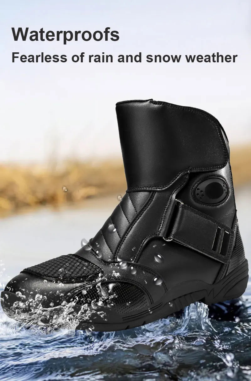 New Motorcycle Boots Men Waterproof Motocross Riding Boot Men's Motorbike Shoes Breathable Anti-slip Motos Protective Boots