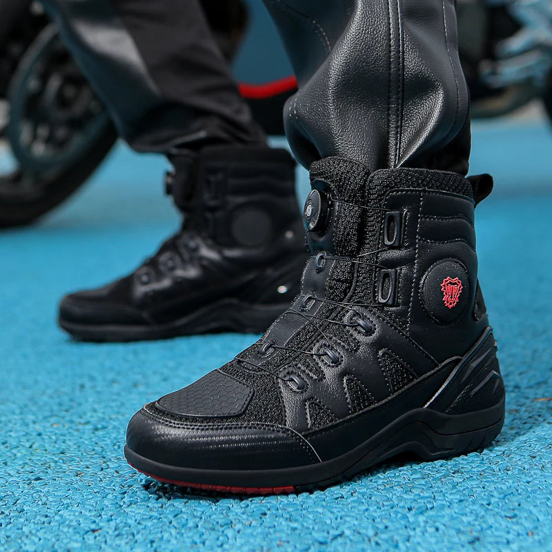 Motorcycle Shoes Riding Men Boots Motorcycle Casual Shoes Microfiber Waterproof Anti-slip Outdoors Travel Equipment Sneakers