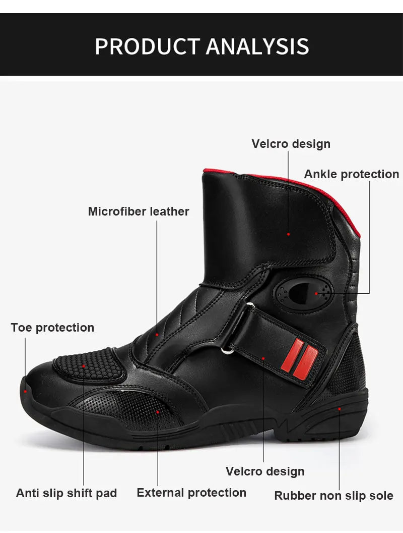 New Motorcycle Boots Men Waterproof Motocross Riding Boot Men's Motorbike Shoes Breathable Anti-slip Motos Protective Boots