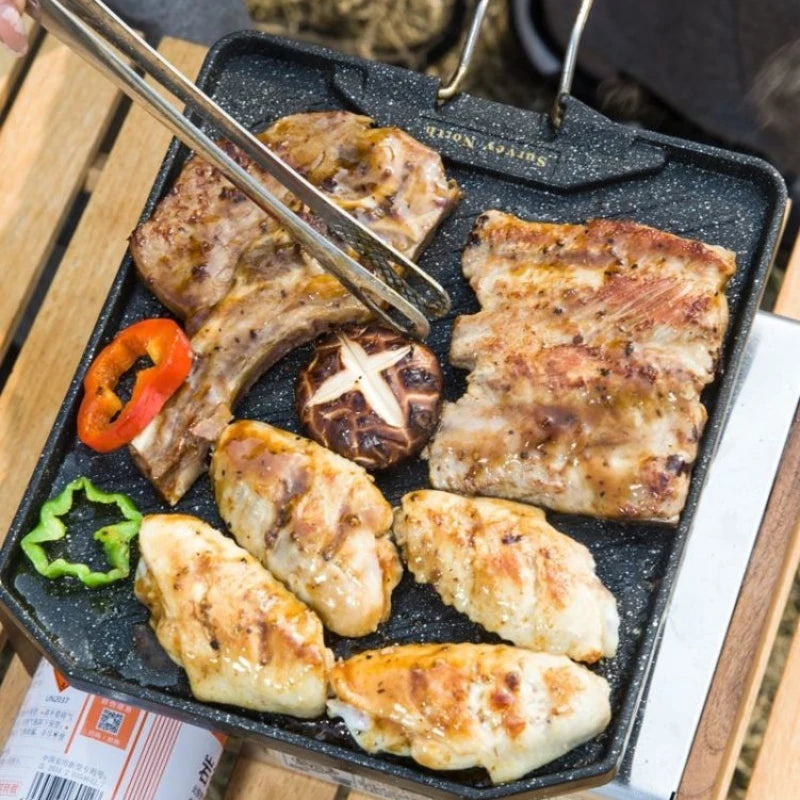 Camping Cooking Pan Non Stick Folding Picnic Frying Pan Portable Easy Clean Grill Hiking Bbq Dinner Frying Plate