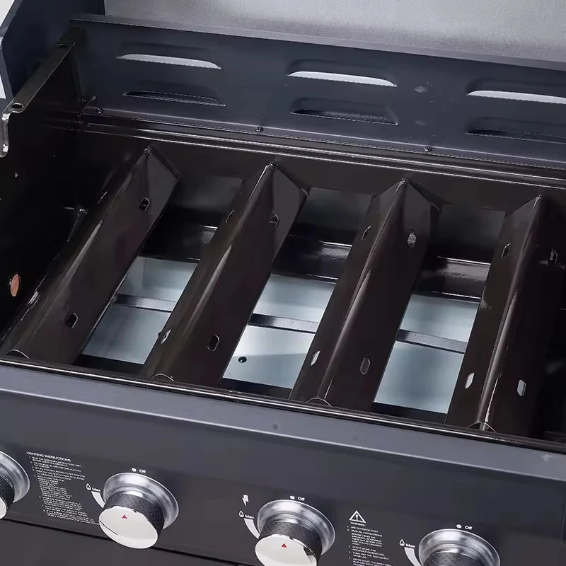 Trolley BBQ Stove  Outdoor Propane Gas BBQ Grill Commercial Gas Barbecue Restaurant  Smokeless 6 burner  BBQ Grills