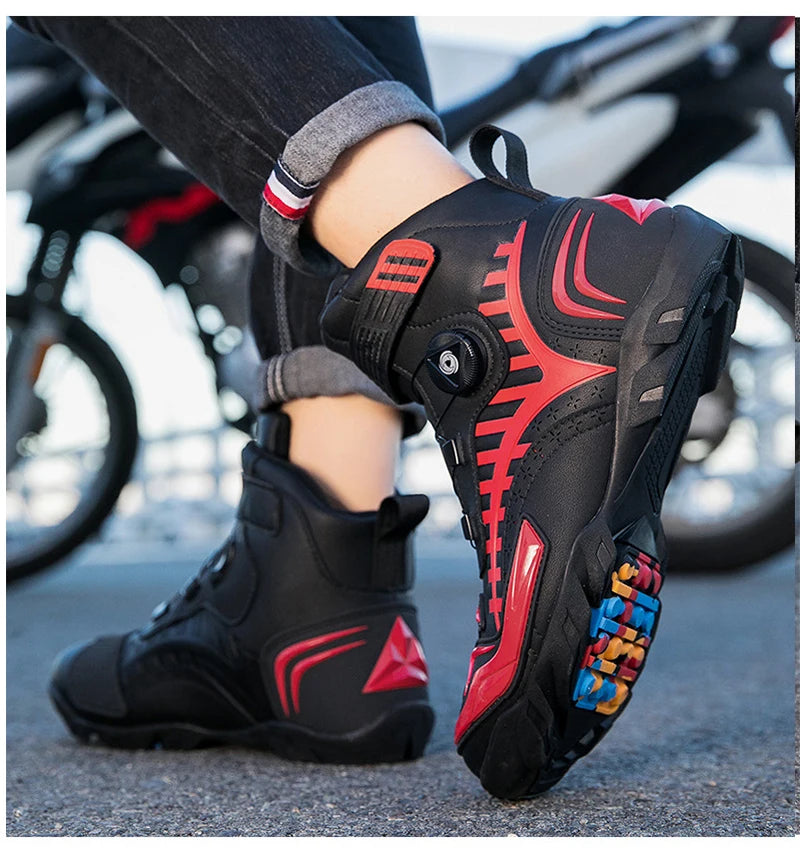 Man Motorcycle Boots Breathable Anti Slip Men's Motorbike Shoes Road Racing Riding Motocross Boot High Quality Men Motos Shoes
