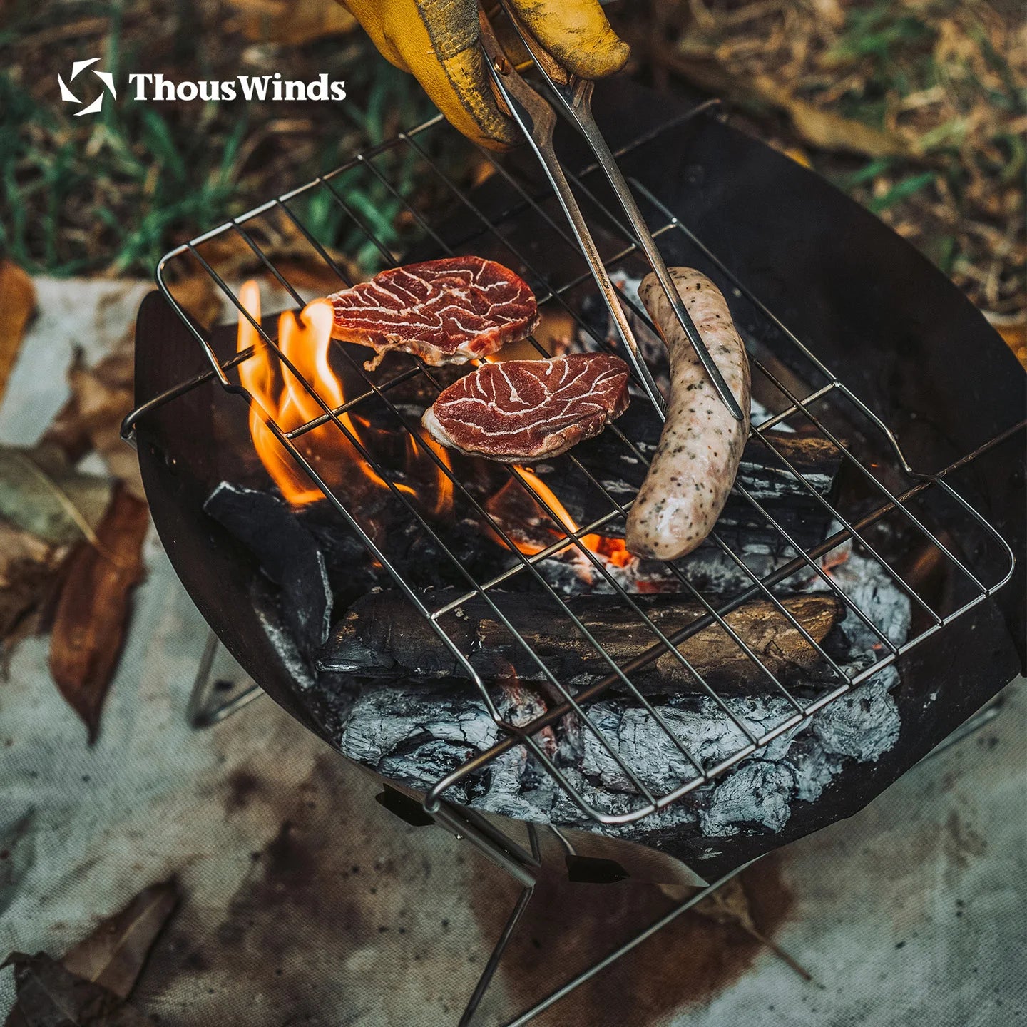 Ultralight Folding Fire Pit Grill – Portable Wood Burning Camp Stove for Outdoor Camping, BBQ Rack with Bonus Grate