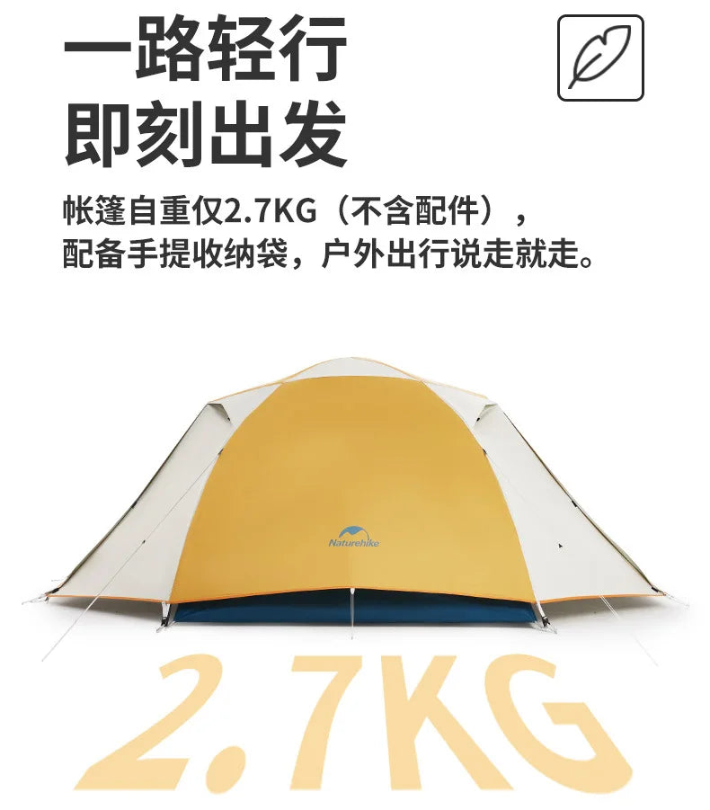 Naturehike-Camping Ultralight Tent, Outdoor Portable, Rainproof and Sun Protection, 2-3 People, Hiking, CNK2300ZP024
