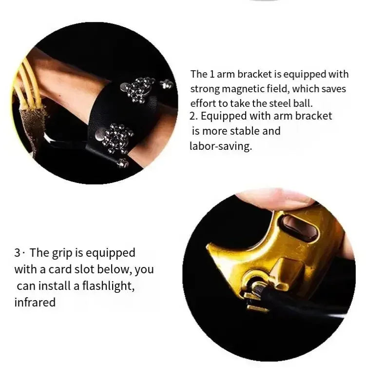 Powerful Fishing Slingshot with Wrist Rest Outdoor Hunting All-metal Material Sling Shot Large Catapult for Fishing and Ball
