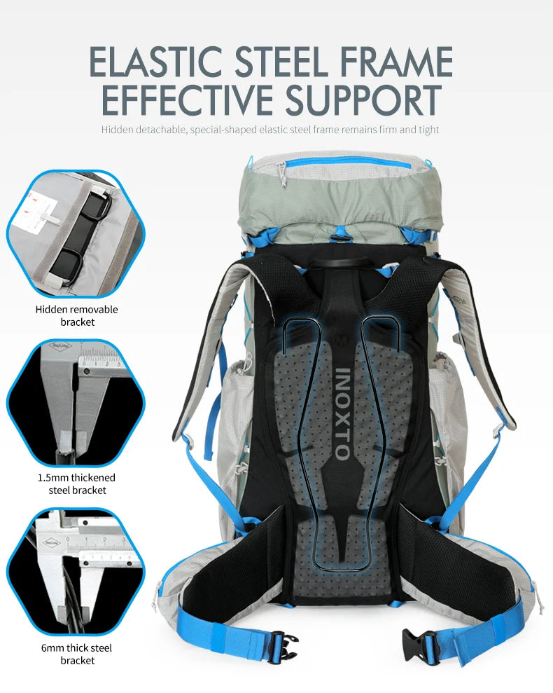 55L hiking backpack for men and women large capacity lightweight travel training fitness bag splashproof hiking multi-functional