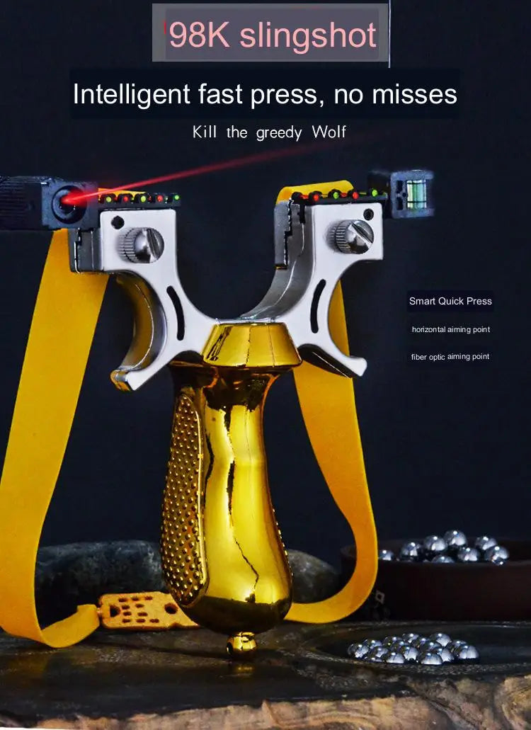 Powerful Slingshot with Laser Spirit Level Fast Press Bow Catapult Precision Infrared Outdoor Sports Hunting Shooting Sling Shot