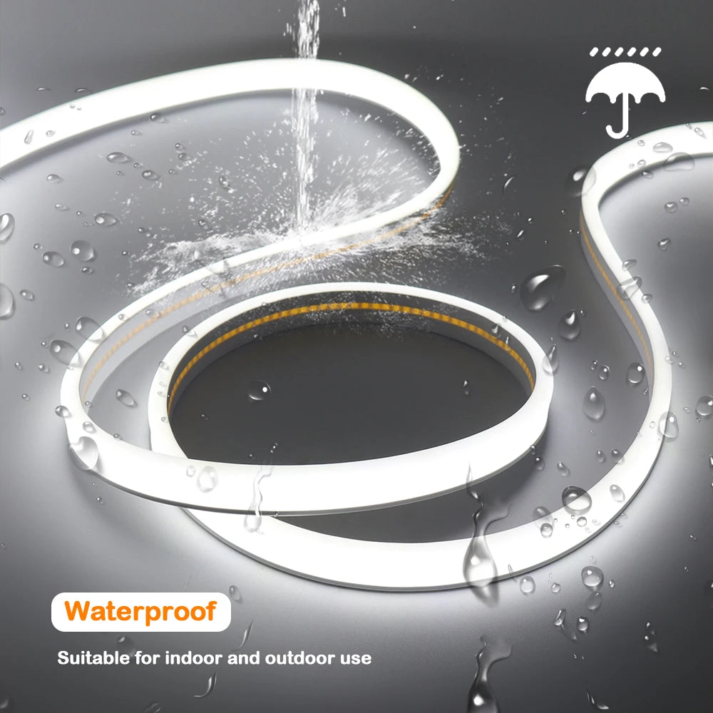 DC 24V COB Solar Neon Strip LED Lights 6X12MM 320LEDs Waterproof IP68 Flex Warm White Natural Double-sided Glow Linear Lighting