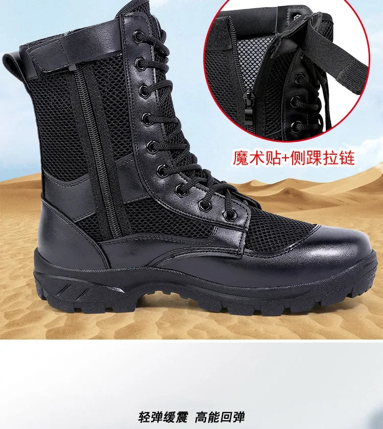 Summer ultra-light combat boots comfortable mesh shoes mountaineering boots men women high-top training boots security shoes