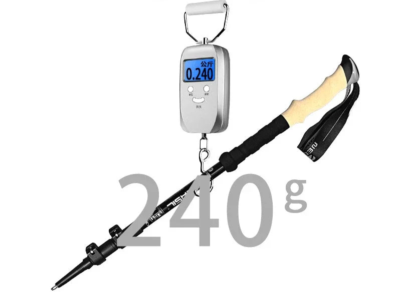 2 high-end hiking sticks, imitation cork handles, three-section telescopic ultra-light alloy sticks with external locks