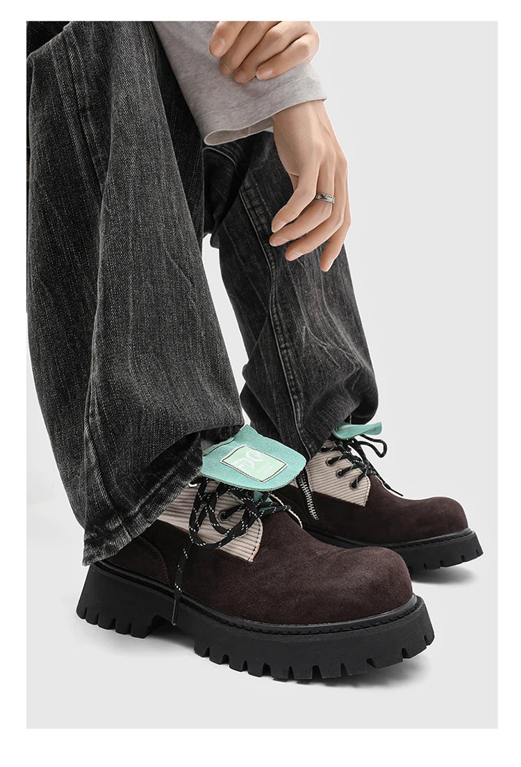 High quality Luxury Leather Boots Man Yellow High top Shoes Winter Men's Ankle Boots Street Motorcycle Shoes botas para hombre