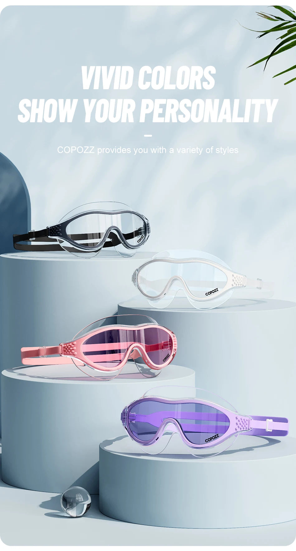 Big Frame Professional Swimming Waterproof Food Grade Silicone Glasses Swim Eyewear Anti-Fog UV Adult Men Women Diving Goggles