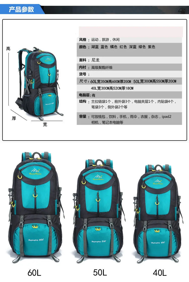 50l/60l-Large Capacity Mountaineering Bag,Large Load-Bearing Hiking Multi-Functional Outdoor Sports Tear Resistance Backpack
