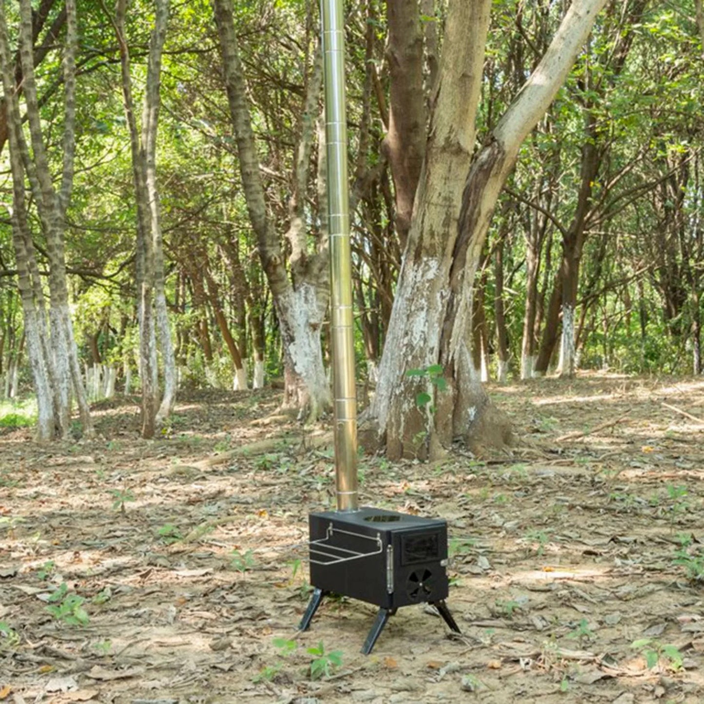 Folding FireWood Stove For Camping Tent Stove Portable Wood Heater Burning Carbon Steel Picnic BBQ Stove Grill Camping Supplies