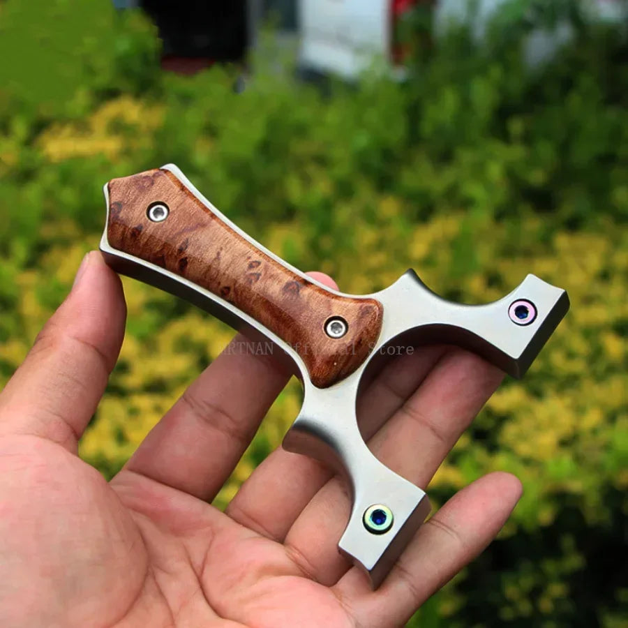Stainless Steel Slingshot with Flat Rubber Band Hunting Catapult Accessories Outdoor Sports High Quality