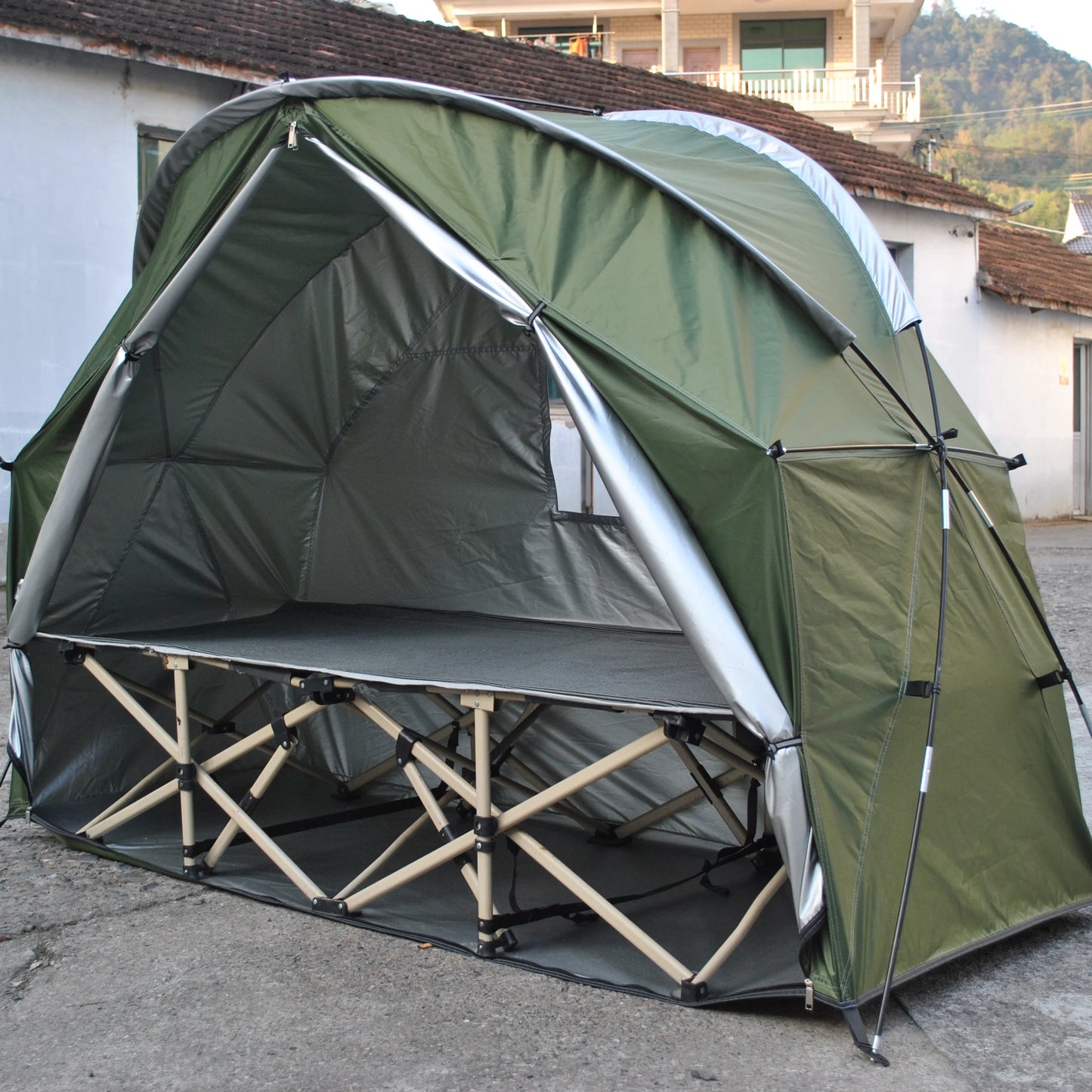 Durable Cot Tent for Camping, Light Weight, Backpacking Tent, Solo, 4000mm Camping Cot Package Not Include