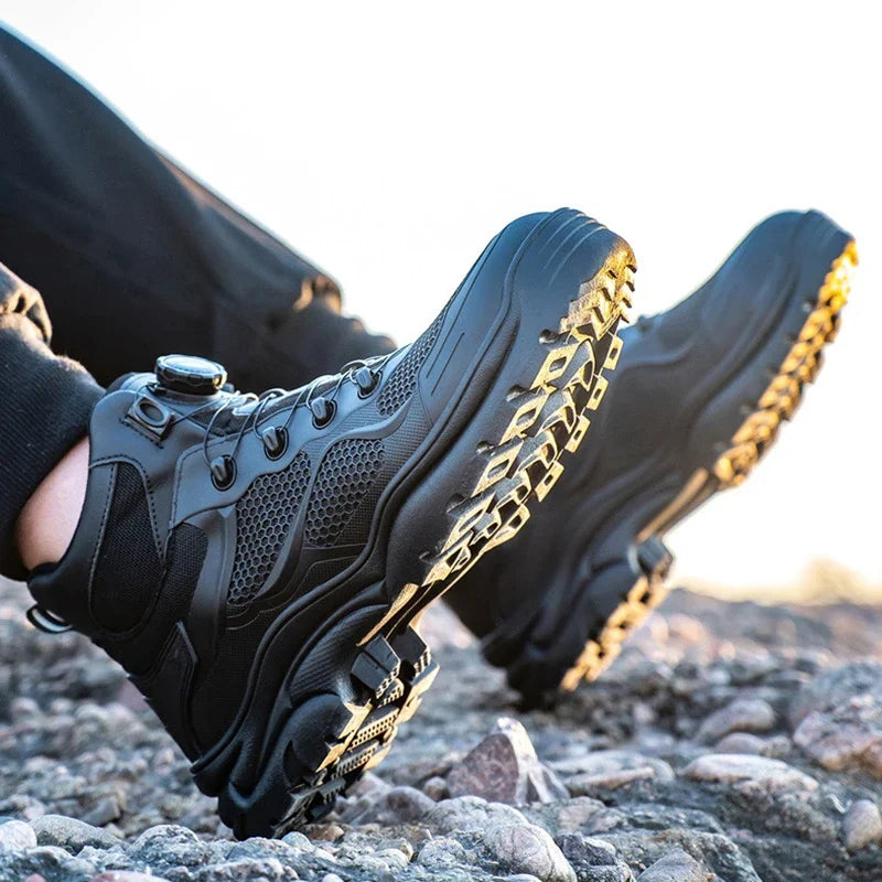 Top Grade Rotary Buckle Men Work Safety Boots Work Sneakers Safety Shoes Men Indestructible Work Boots Anti smashing