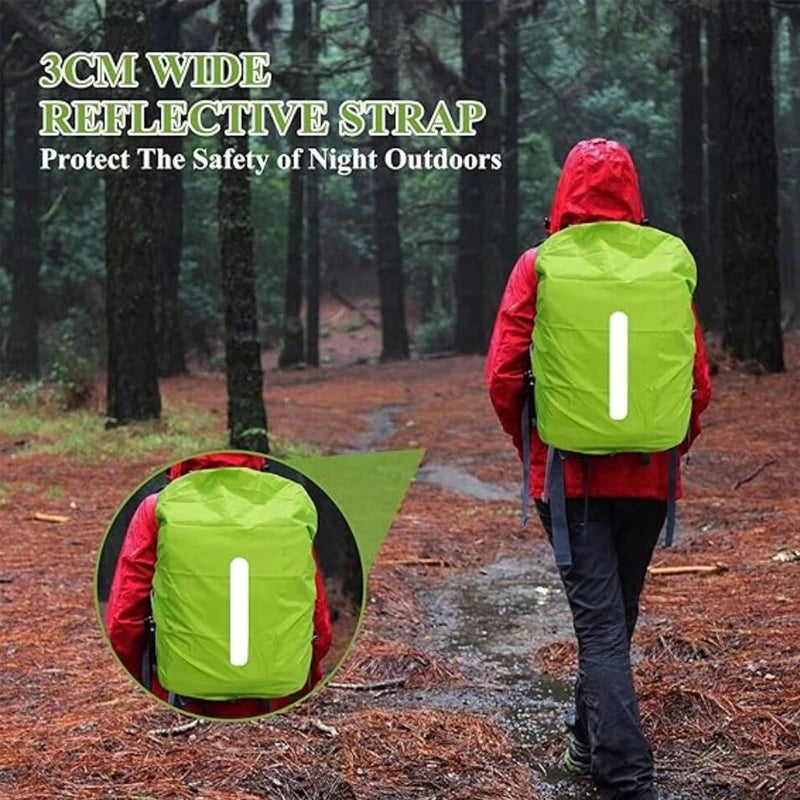 Reflective Waterproof Backpack Rain Cover Outdoor Night Cycling Safety Light Raincover Bag Hiking Mountaineering Backpack Cover