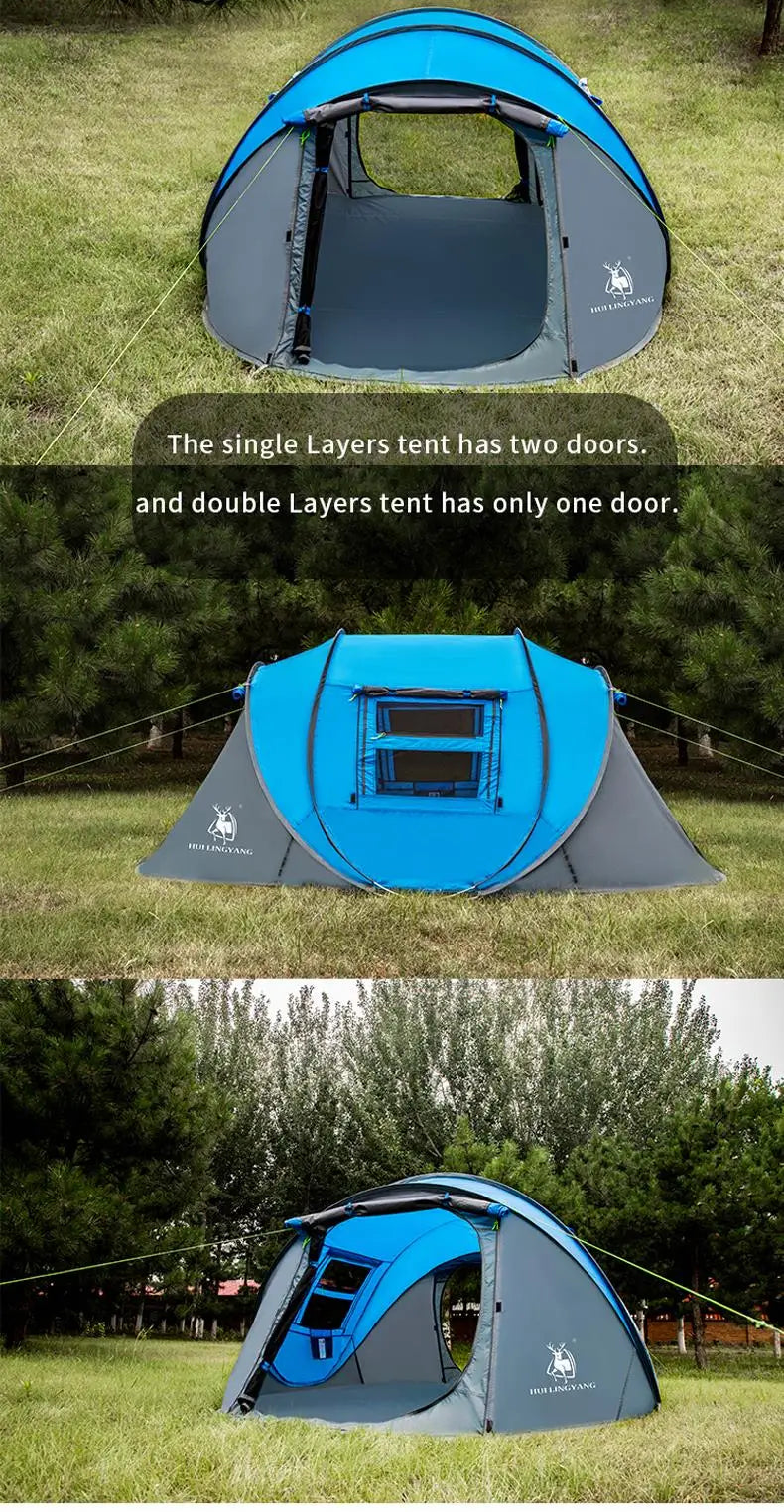 HUI LINGYANG throw tent outdoor automatic tents throwing pop up waterproof camping hiking tent waterproof large family tents